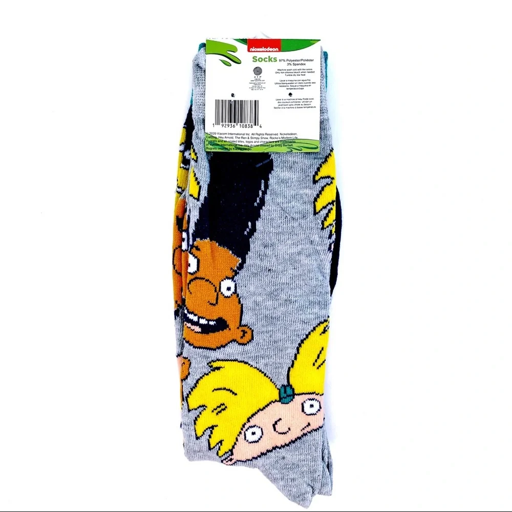 Nickelodeon Hey Arnold Crew Socks Mens Womens Gerald 90s Fun Novelty Gift